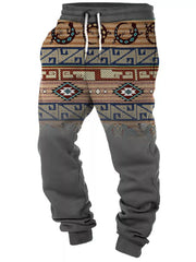 Men's Full Size Geometric Drawstring Joggers in Olive, close-up detail