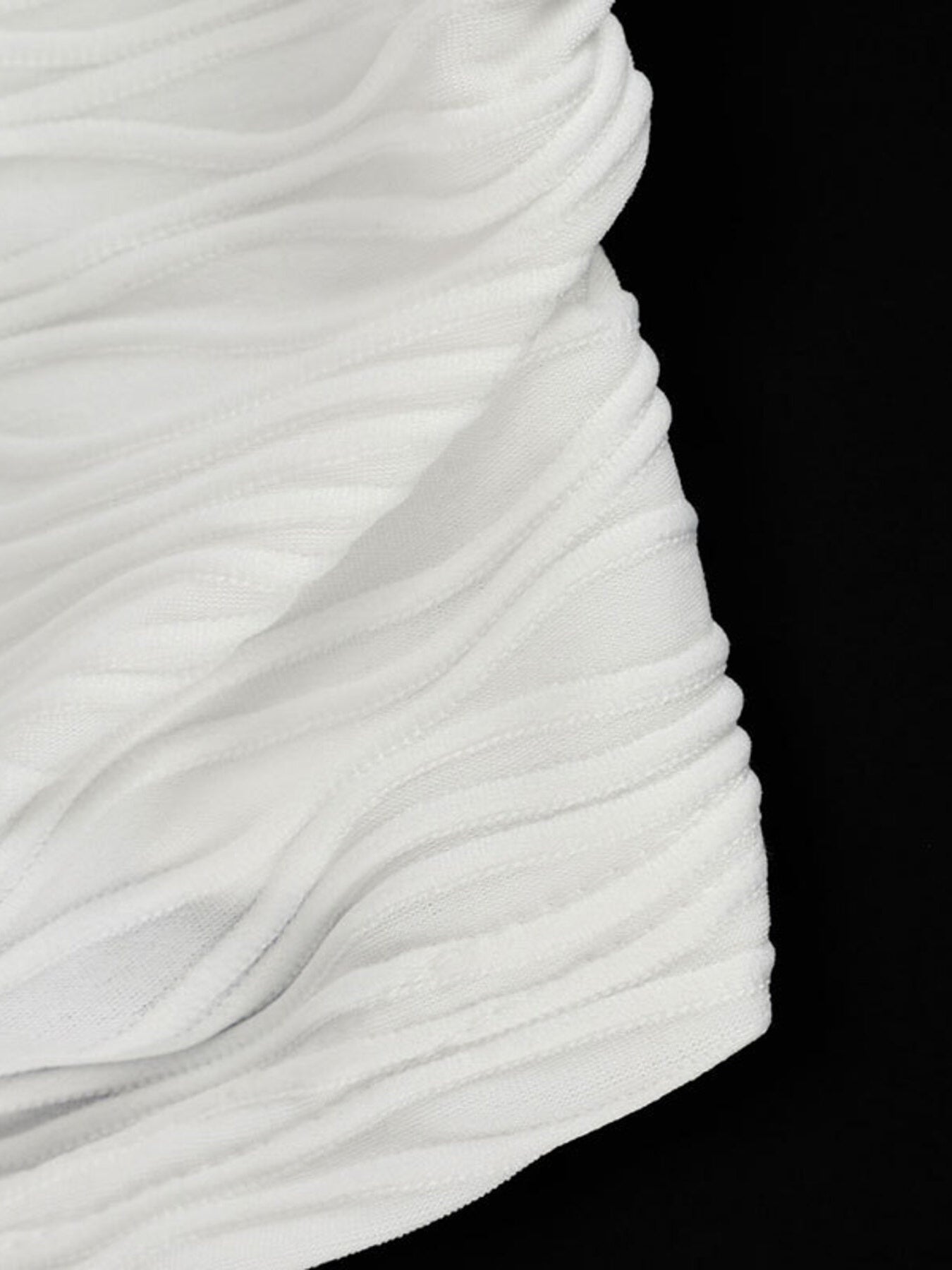 White ruched halter neck cami with textured fabric detail