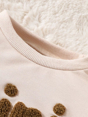 Crew-neck Graphic Long-sleeve Pants in Ivory White, side view