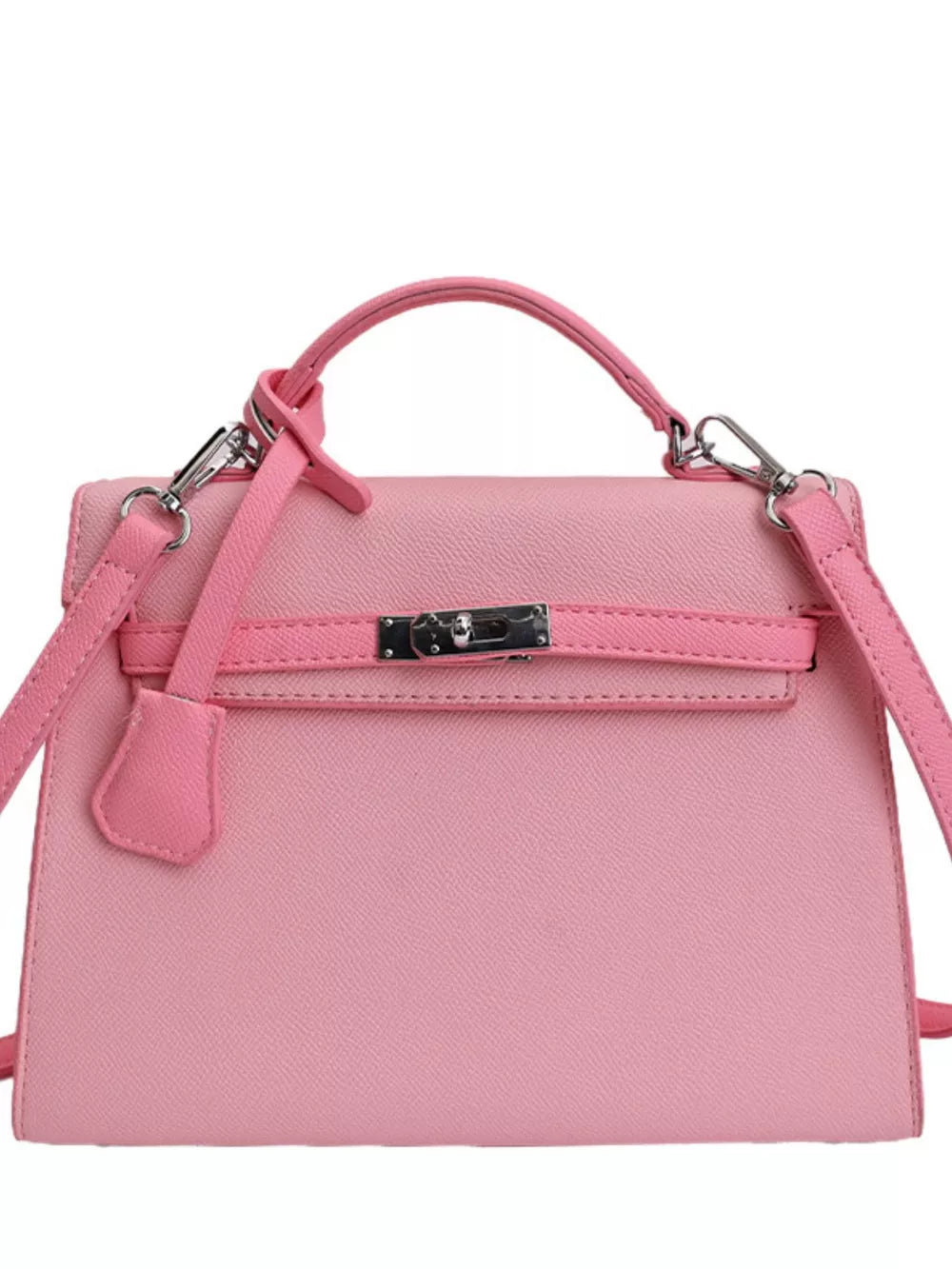 Contrast Trimmed Top-handle Crossbody Bag in Pink, fit detail