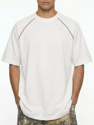 Men S Round Neck Short Sleeve T-shirt in Army Green, alternate angle