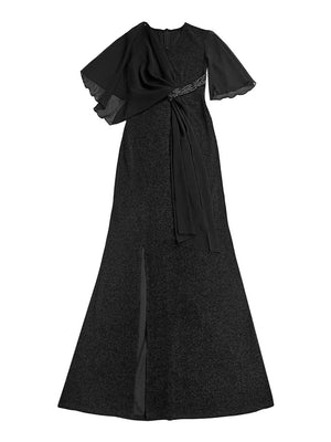 black maxi dress with maxi and pullover