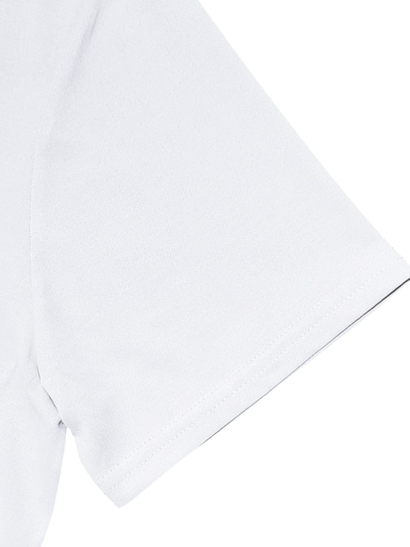 White cotton t-shirt with short sleeves and a subtle textured fabric.
