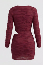 Ruched Cutout Cowl Neck Mini Dress, back view