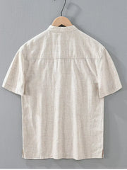 Men's Plus Size Casual Short Sleeve Shirt, model styling view