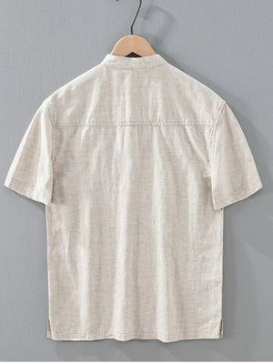 Men's Plus Size Casual Short Sleeve Shirt, model styling view