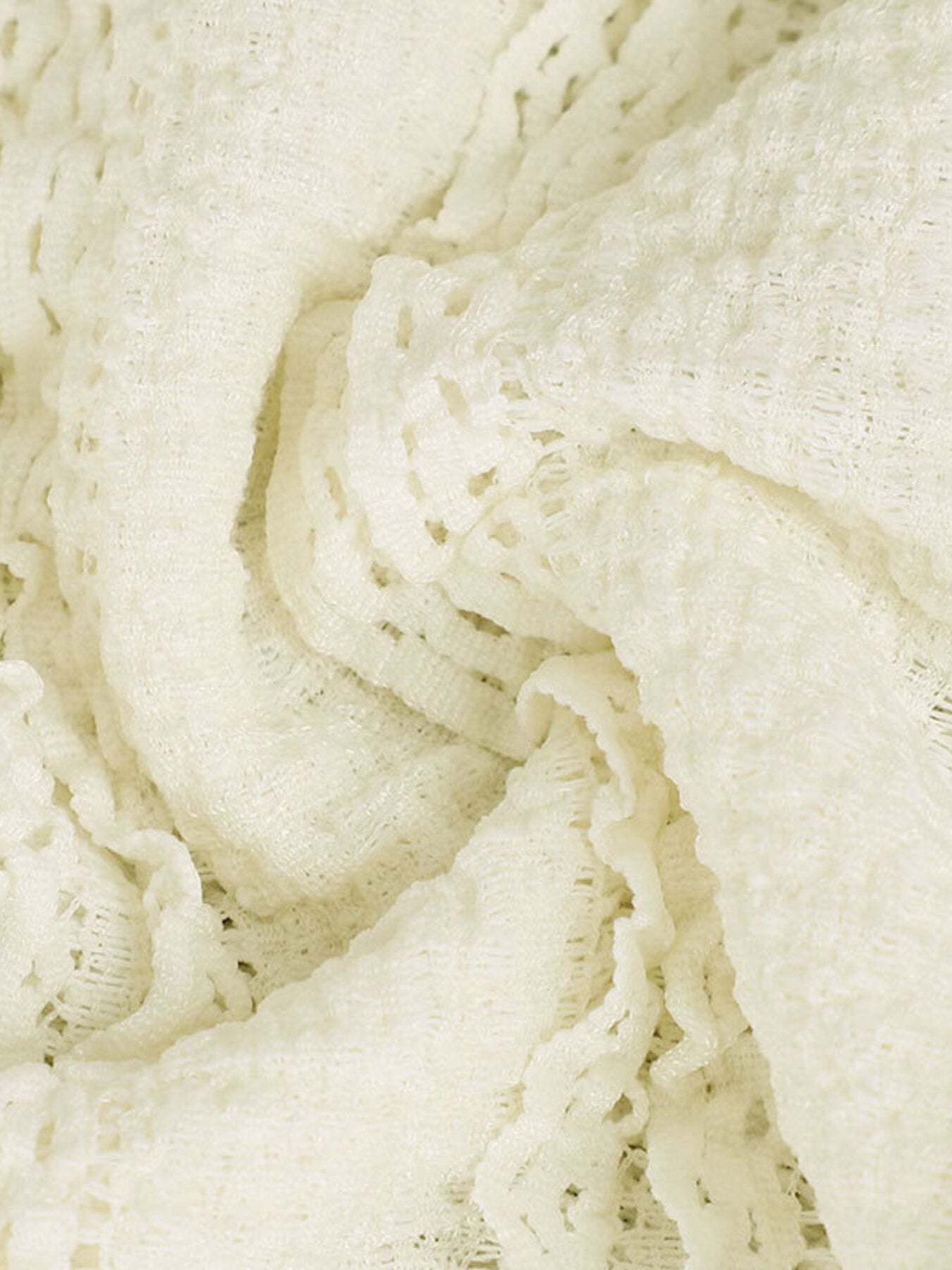 White textured sweetheart neck cami top with open knit detail