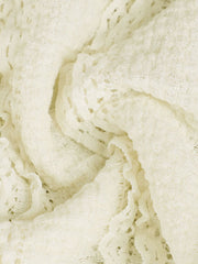 White textured sweetheart neck cami top with open knit detail