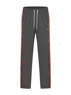 Men's Full Size Drawstring Plaid Side Stripe Pants, product detail