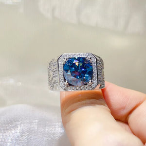 0.3 Carat Moissanite Sterling Silver Geometric Ring, side view