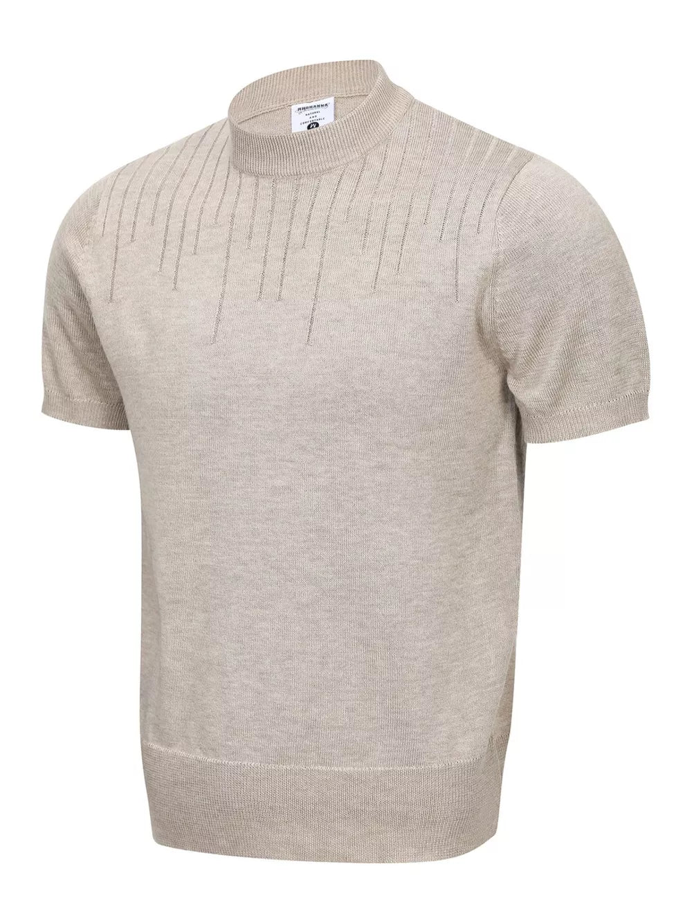 Men's Mock Neck Short Sleeve Knit Top in Khaki, product detail