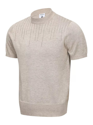Men's Mock Neck Short Sleeve Knit Top in Khaki, product detail