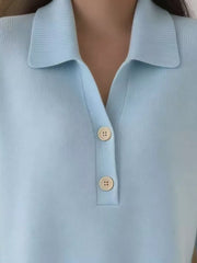 Full Size Button Detail Long Sleeve Sweater Plus in Orange-red, side view