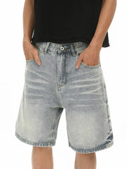Relaxed fit light blue denim shorts with a comfortable cotton feel.