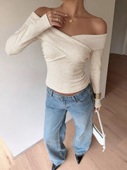 Chic Crisscross Off-shoulder T-shirt