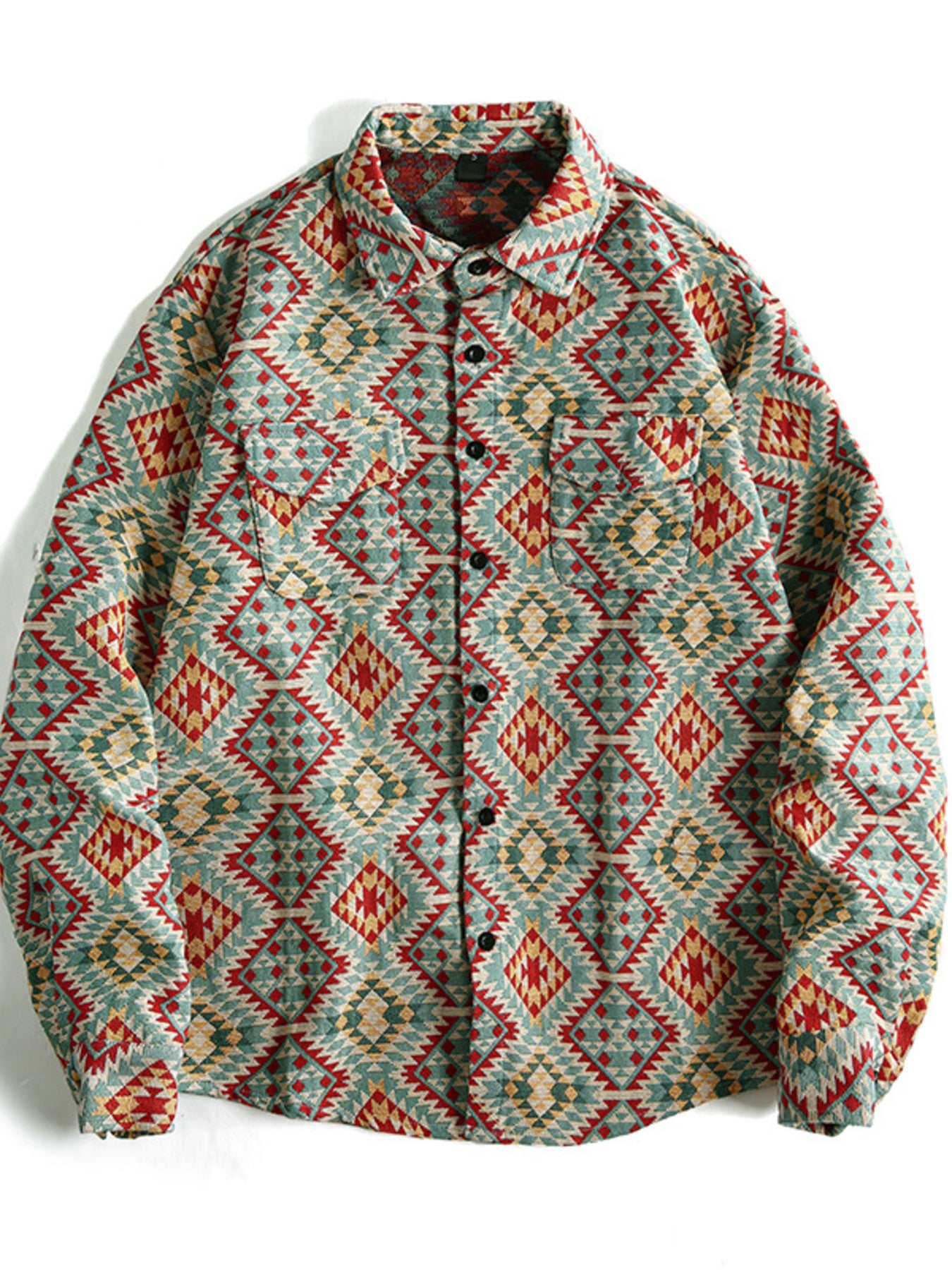 Vibrant Geometric Patchwork Men's Shacket