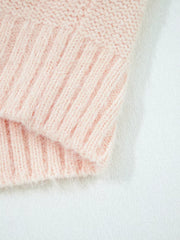 Pink acrylic knit sweater with ribbed texture detail