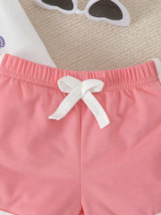 Children's Letter Graphic Tee And Shorts Set, back view