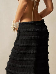 Lace Ruffled Wide-leg Pants
