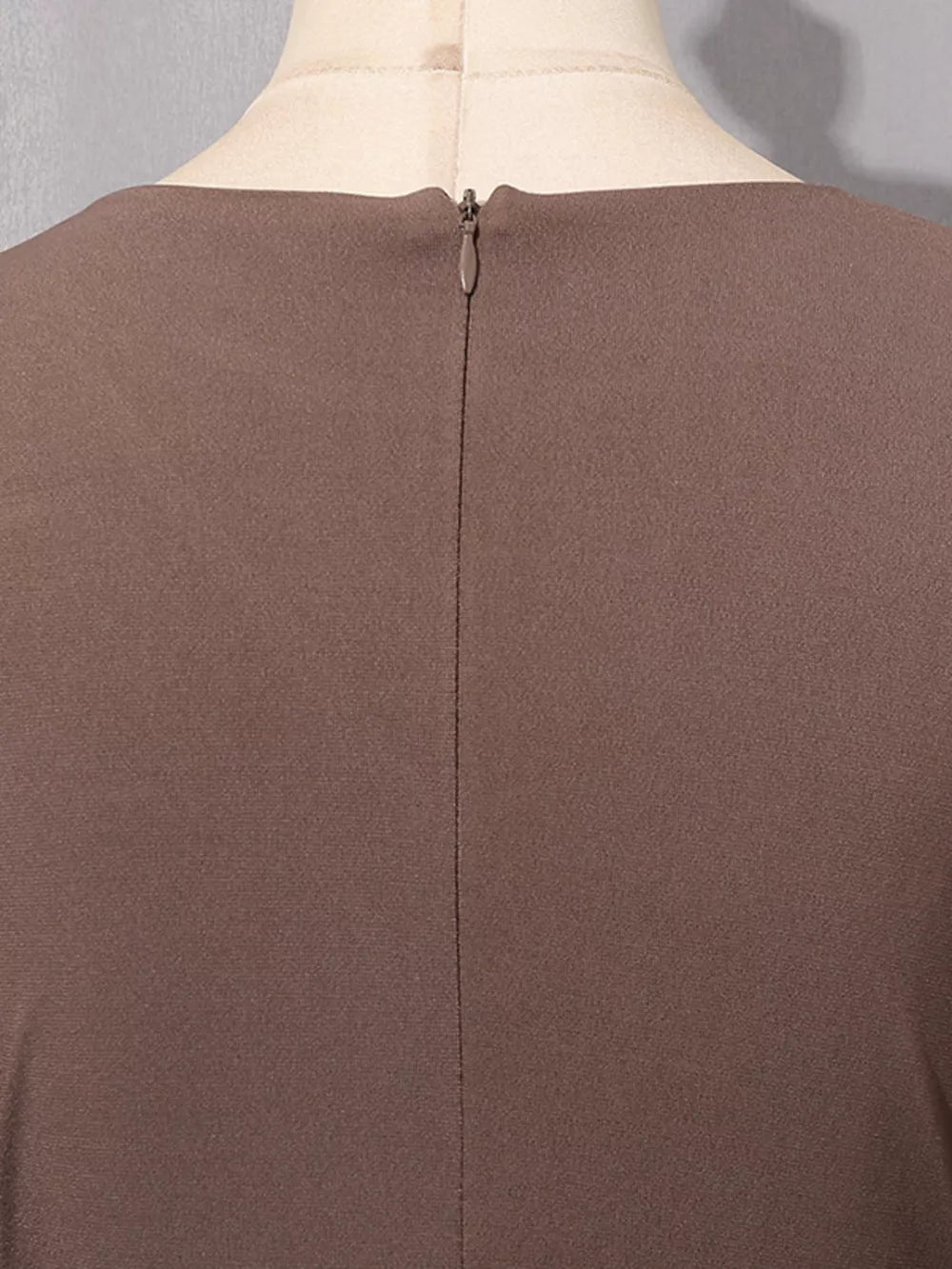 Ruched Long-sleeve Maxi Dress With Cutout in Brown, view 13
