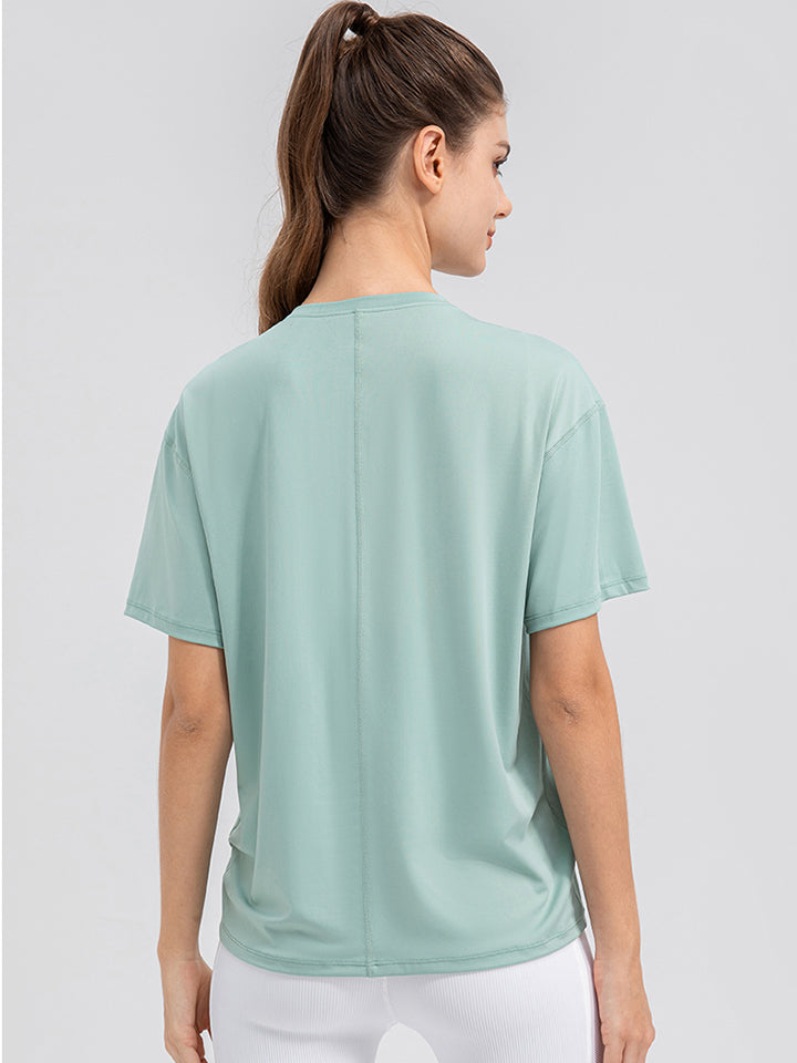 Seam Detail Performance Tee in Gum Leaf, a short-sleeve athletic top with a crew neck.