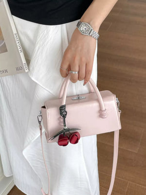 Top Handle Crossbody Bag in Pink, fabric detail