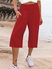 Effortless Smocked Wide-leg Capri Pants