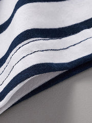 Toddler cotton t-shirt with navy and white stripes.