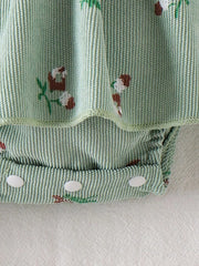 Children's Ribbed Knit Dress Set in Blue, back view
