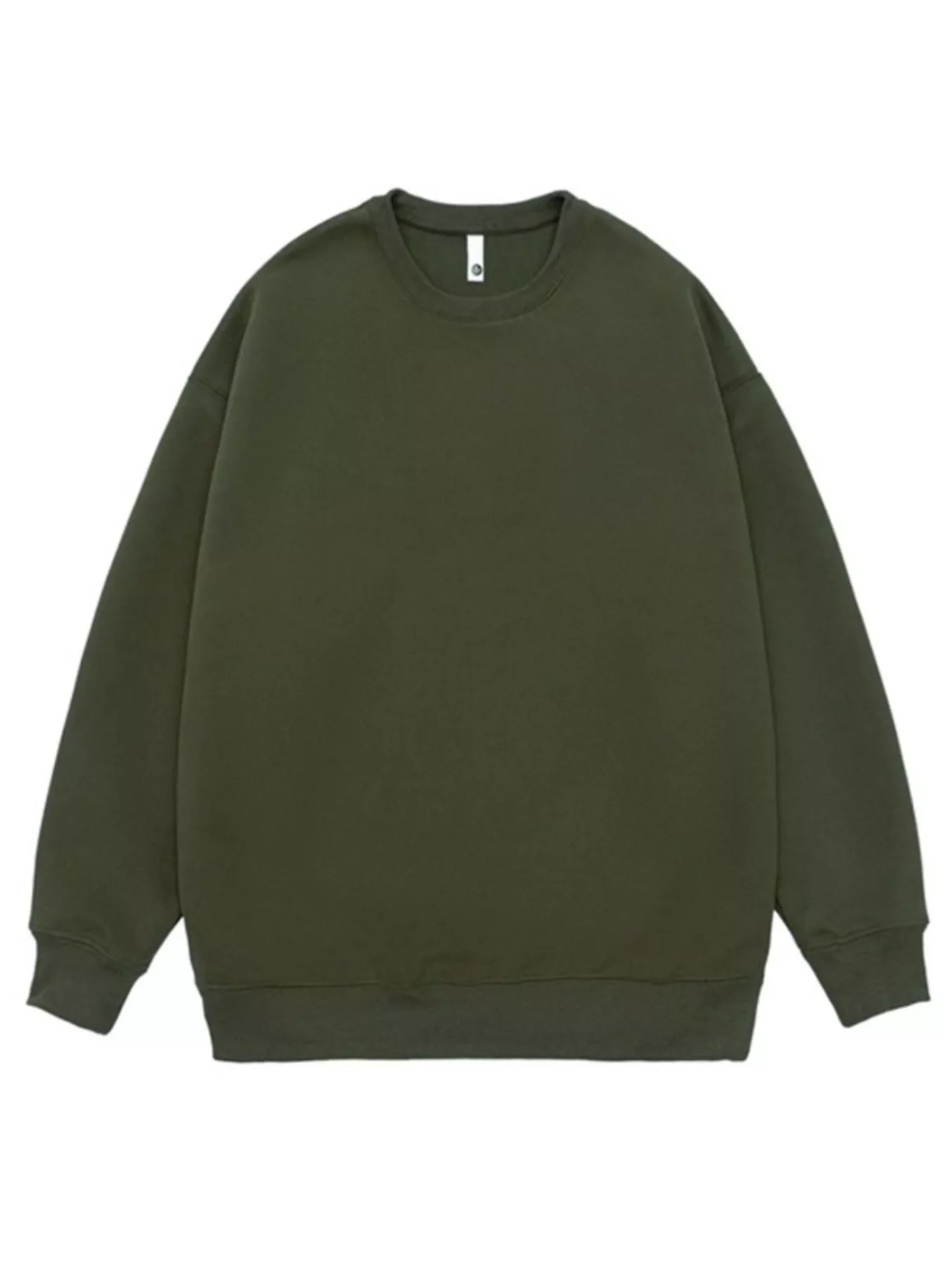 Oversized crew-neck sweatshirt in Army Green with a relaxed fit and ribbed cuffs and hem.