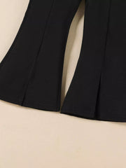 Black baby flare pants with split hem detail