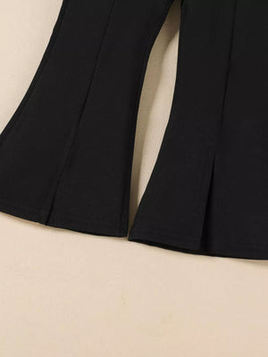 Black baby flare pants with split hem detail