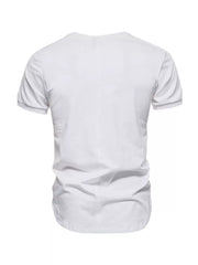 Men's white cotton round neck t-shirt, short sleeves, basic style