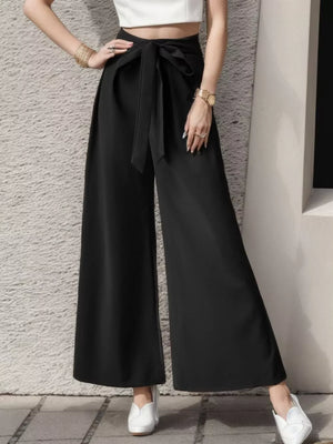 High-waisted Wide-leg Pants in Pink, side view