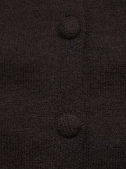 Crew Neck Button-up Cardigan in Brown, alternate angle