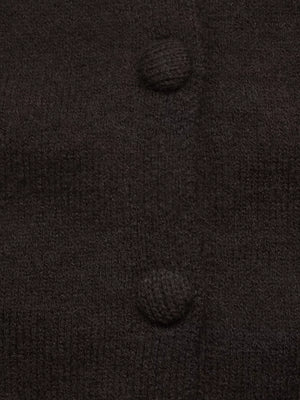 Crew Neck Button-up Cardigan in Brown, alternate angle