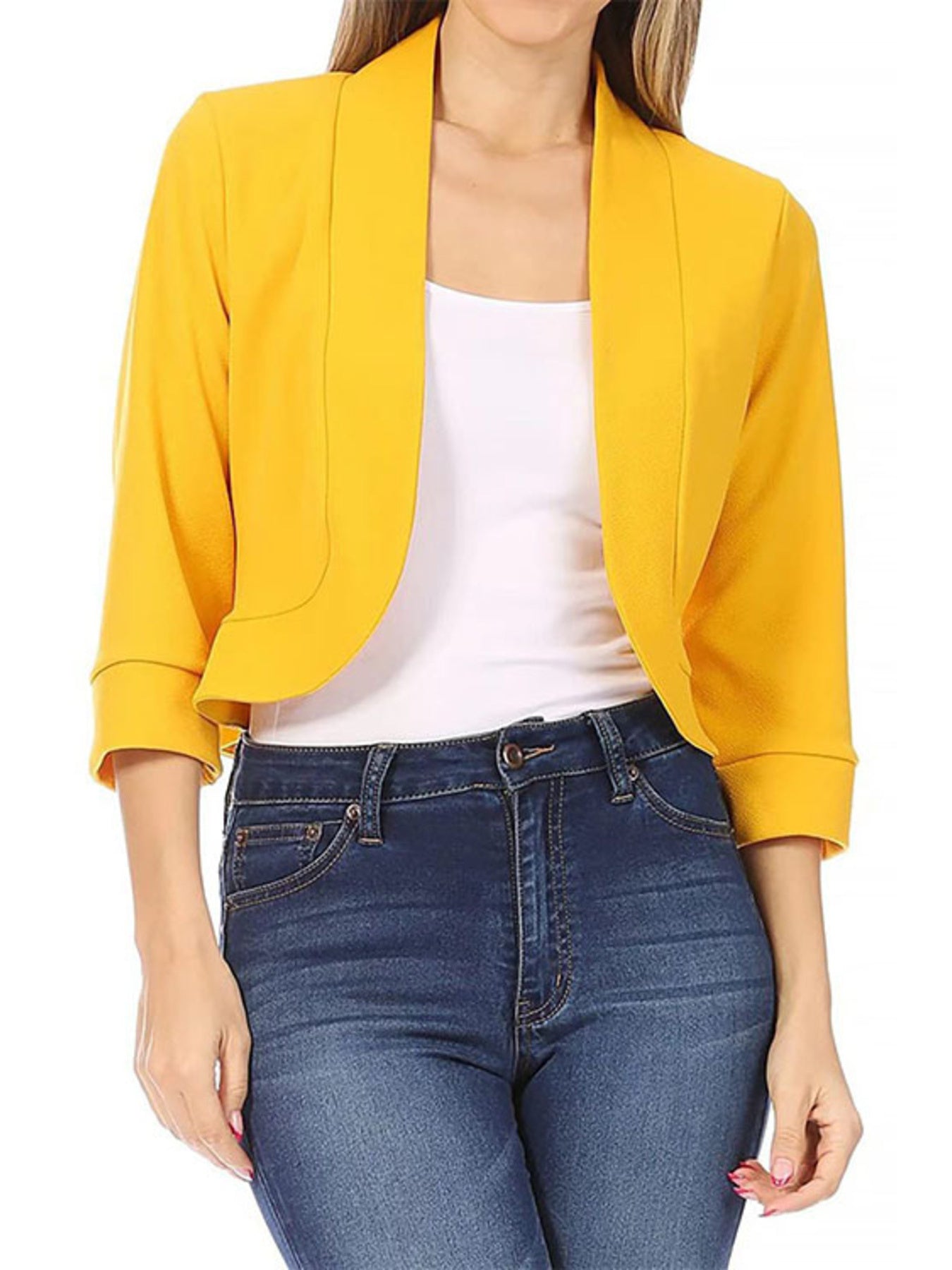Full Size Cropped Open Front Blazer Plus Size in Rose, view 13