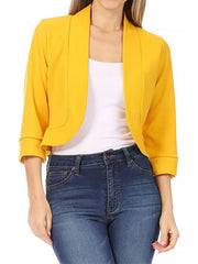 Full Size Cropped Open Front Blazer Plus Size in Rose, view 13