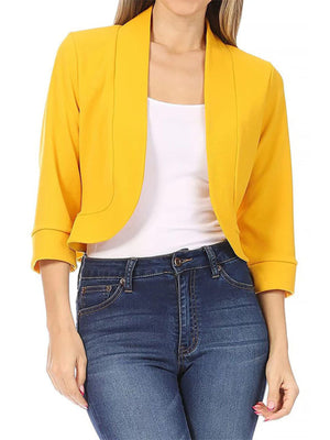 Full Size Cropped Open Front Blazer Plus Size in Rose, view 13