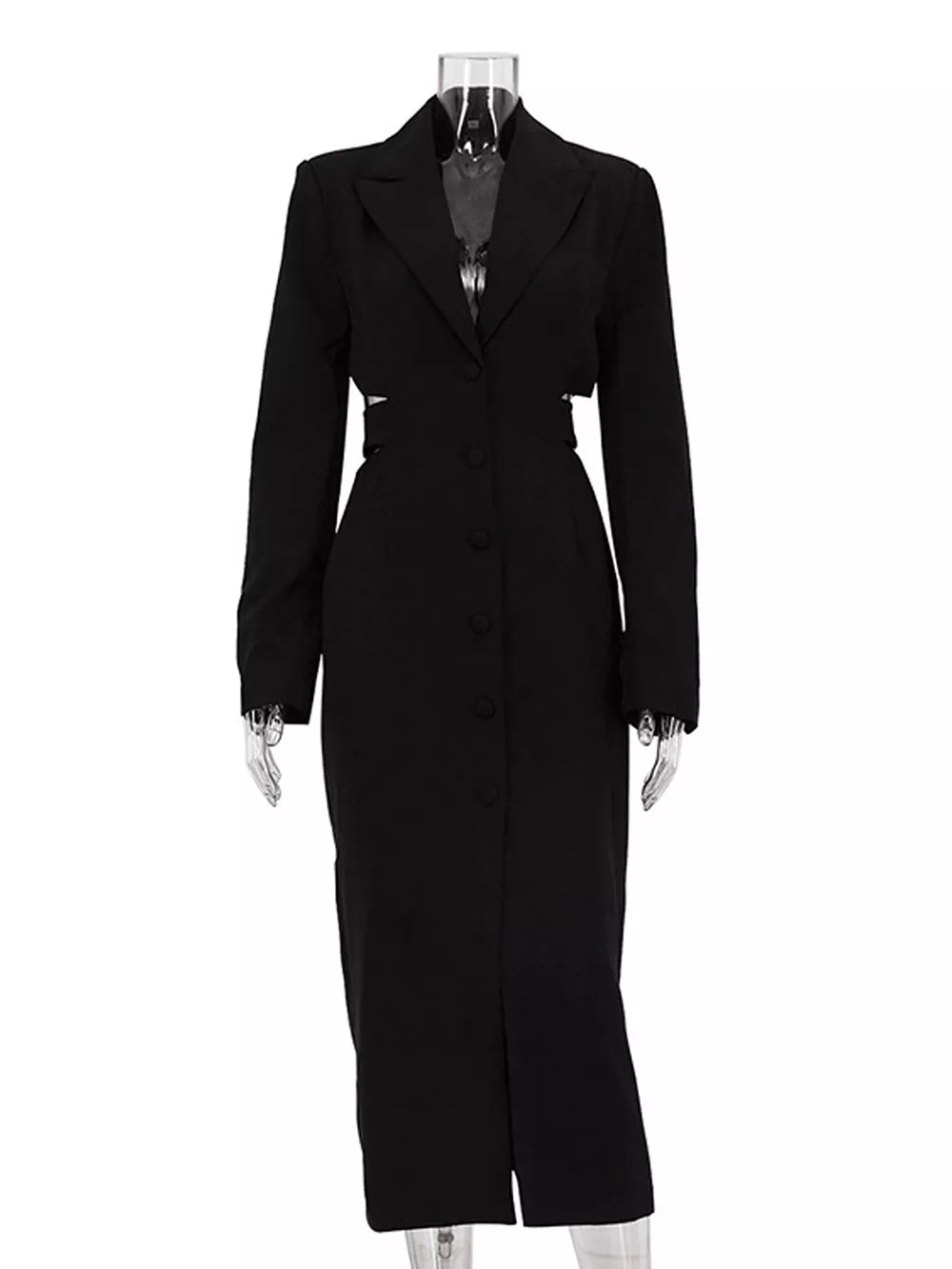 Button-down Blazer Dress With Cut-out Waist in White, fit detail