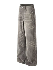 Men S Wide Leg Washed Jeans, side view