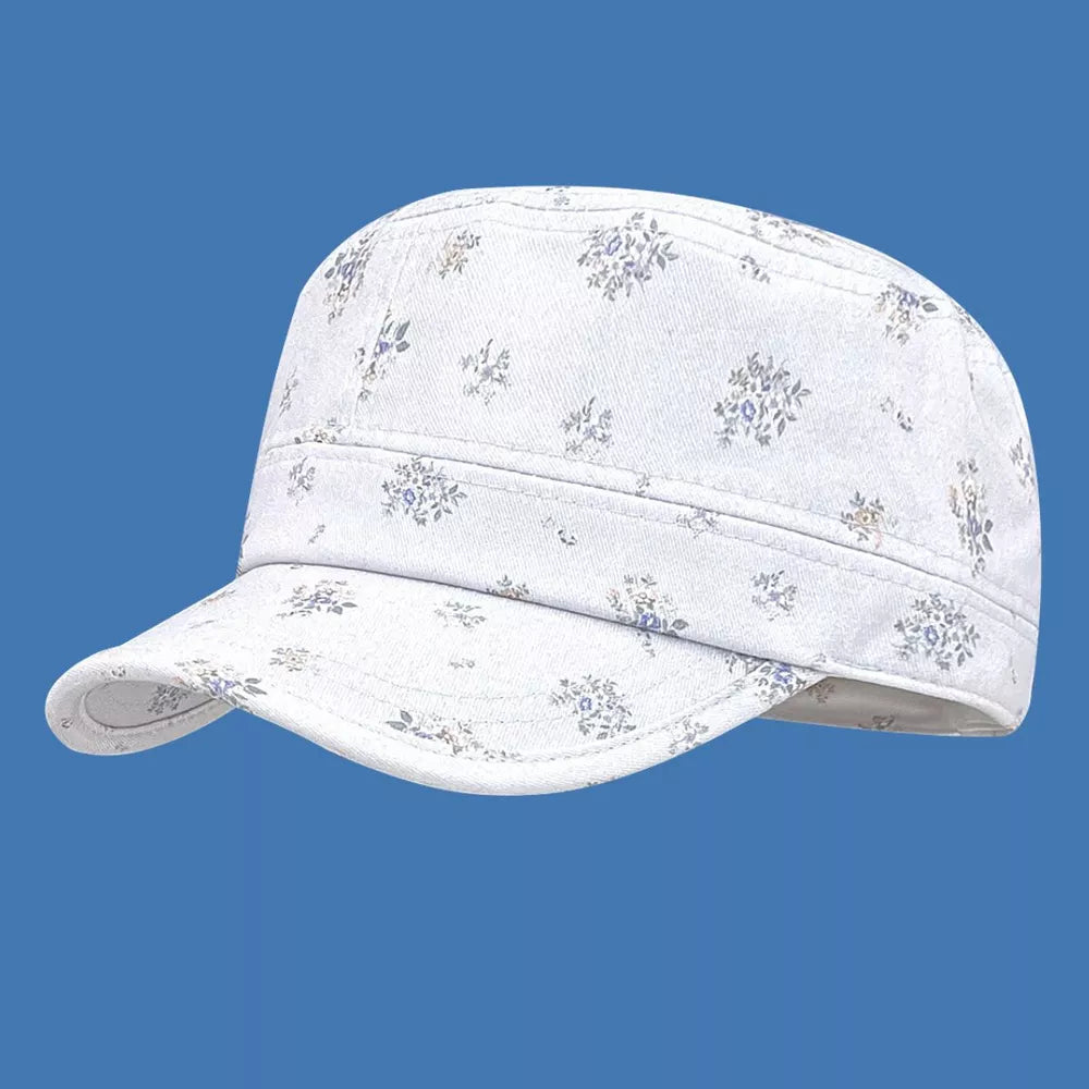 Charming Floral Print Flat Hat