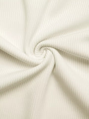 White ribbed knit v-neck t-shirt fabric detail