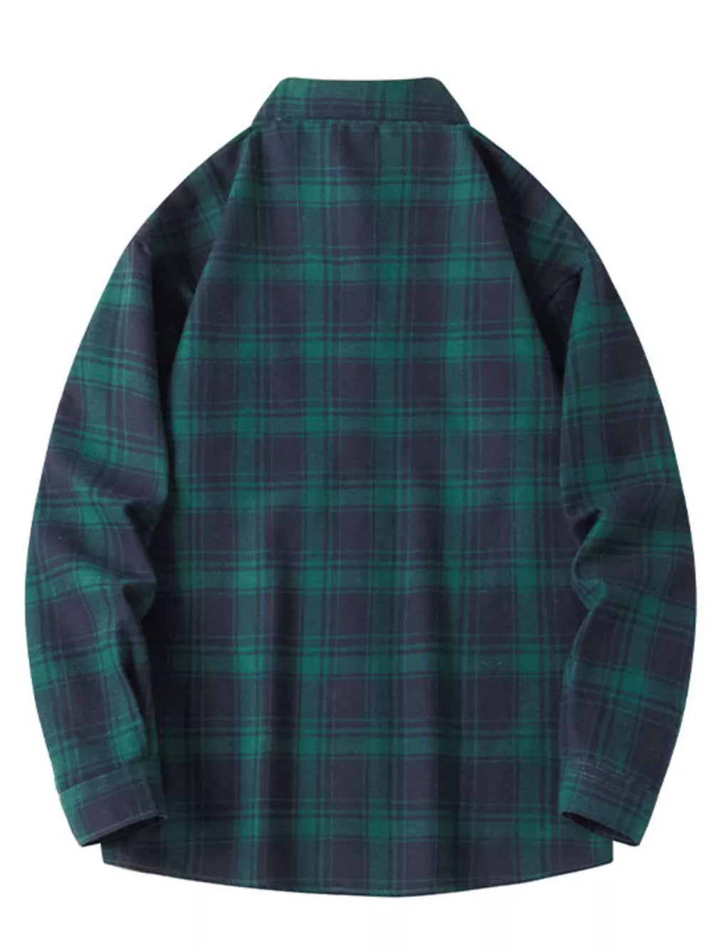 Men's Plus Size Plaid Long Sleeve Shirt in Black, alternate angle