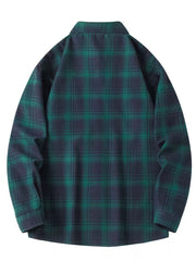 Men's Plus Size Plaid Long Sleeve Shirt in Black, alternate angle