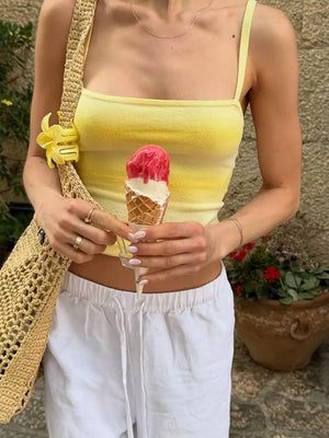 Gradient Adjustable Straps Cami in Yellow, model styling view