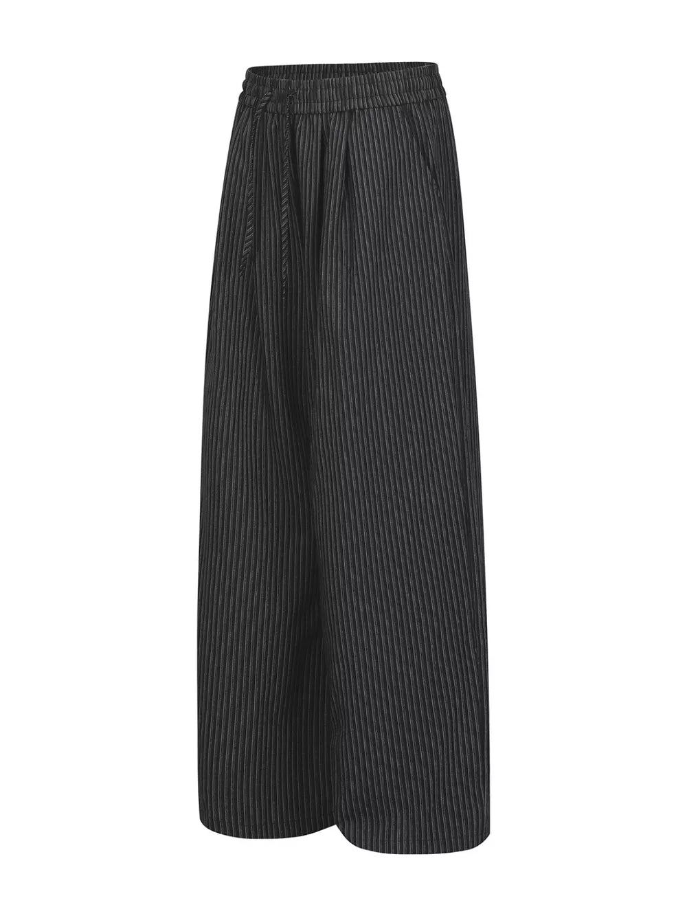 Men's Striped Wide-leg Drawstring Pants in Gray, side view