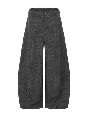 Men's Wide Leg Plaid Pants in Grey, front view