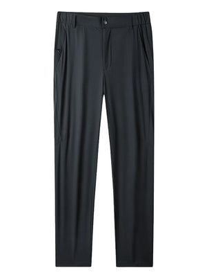 Men's black relaxed fit sweatpants with pockets and elastic waistband.
