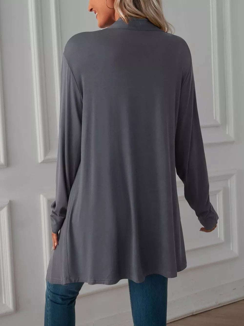 cardigan in Burgundy with unlined and tunic-length